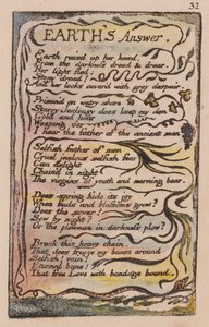 無垢と経験の歌、プレート32、アースアンサー（ベントレー31） 作： William Blake